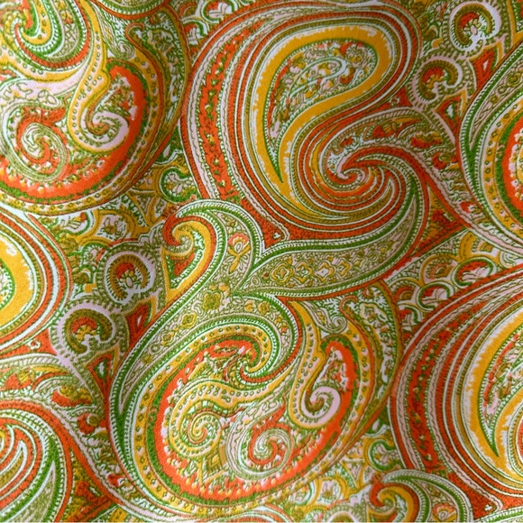 Vintage 60’s Dress Size UK 8 Yellow Paisley Mini Square Neck - Picture 3 of 16